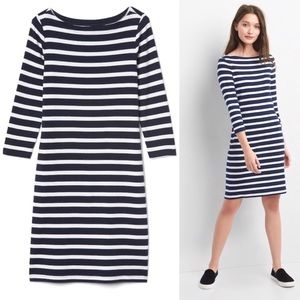 GAP Navy & White Striped Boat Neck Dress